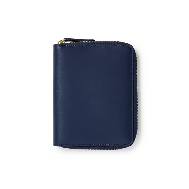 Zip-Around Nappa Leather Compact Travel Wallet with RFID Blocking