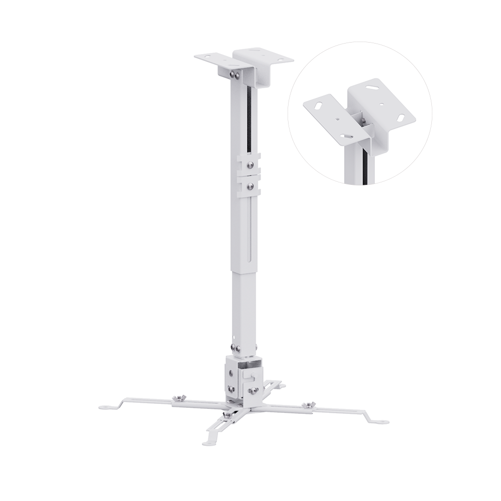 White Cold Rolled Steel Ceiling & Wall Mount Projector Bracket Telescopic Adjustable Projector Hanger