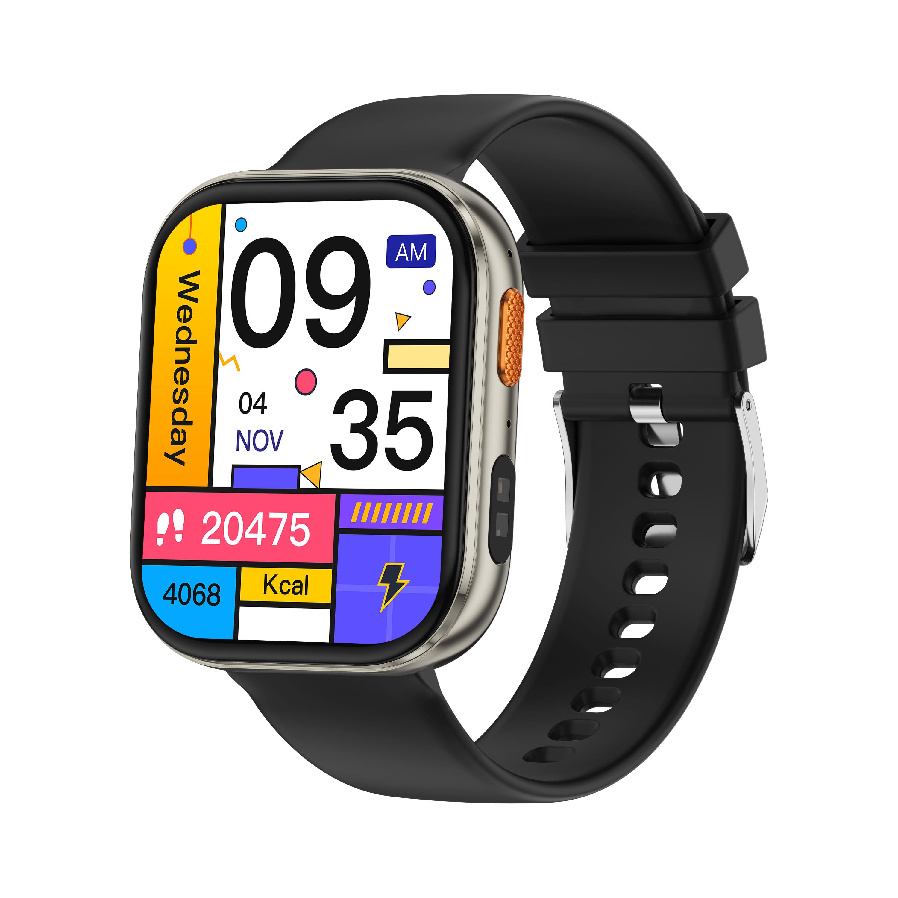 2.04 Inch TFT Square Smart Watch IP68 Waterproof Silicone Strap Bluetooth Call Fitness Tracker