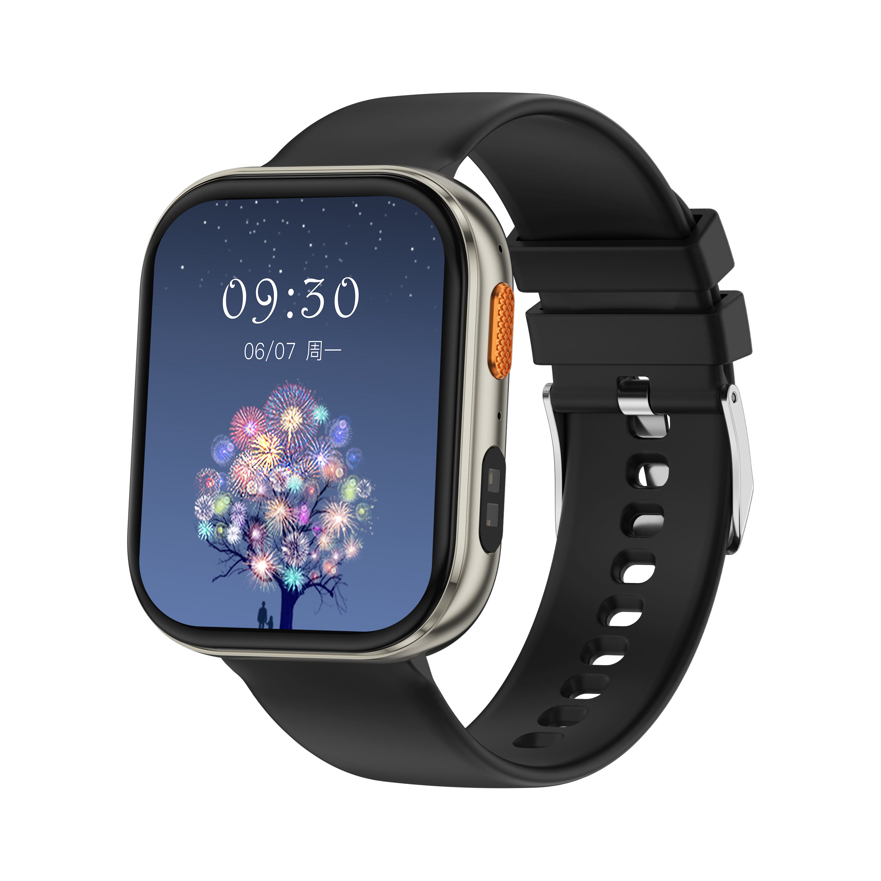 2.04 Inch TFT Square Smart Watch IP68 Waterproof Silicone Strap Bluetooth Call Fitness Tracker