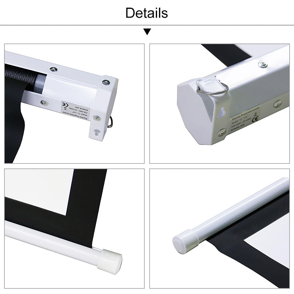 Electric Motorized Auto-Roll Projector Screen 4:3&16:9 Matte White Fabric Projection Screen for Home Office & Classroom
