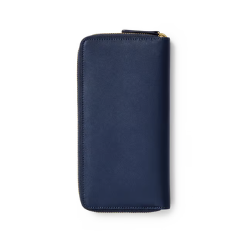Zip-Around Full Grain Nappa Leather Large Travel Wallet with RFID Protection