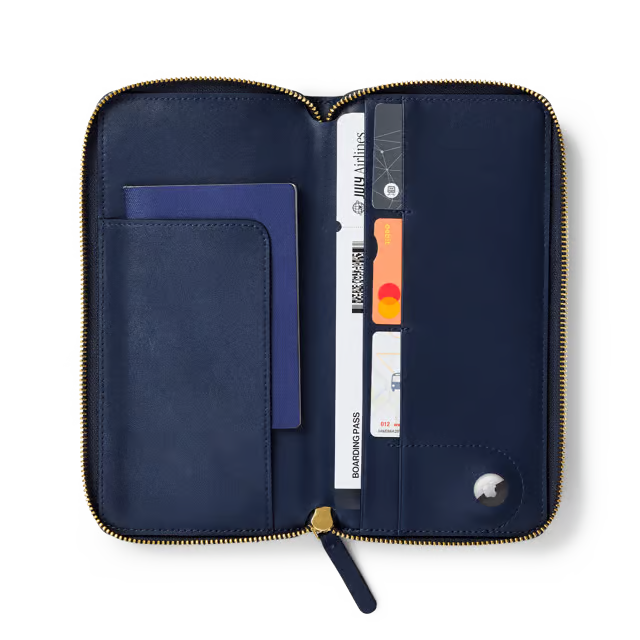Zip-Around Full Grain Nappa Leather Large Travel Wallet with RFID Protection